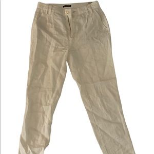 Cream linens pants with a yellow threading